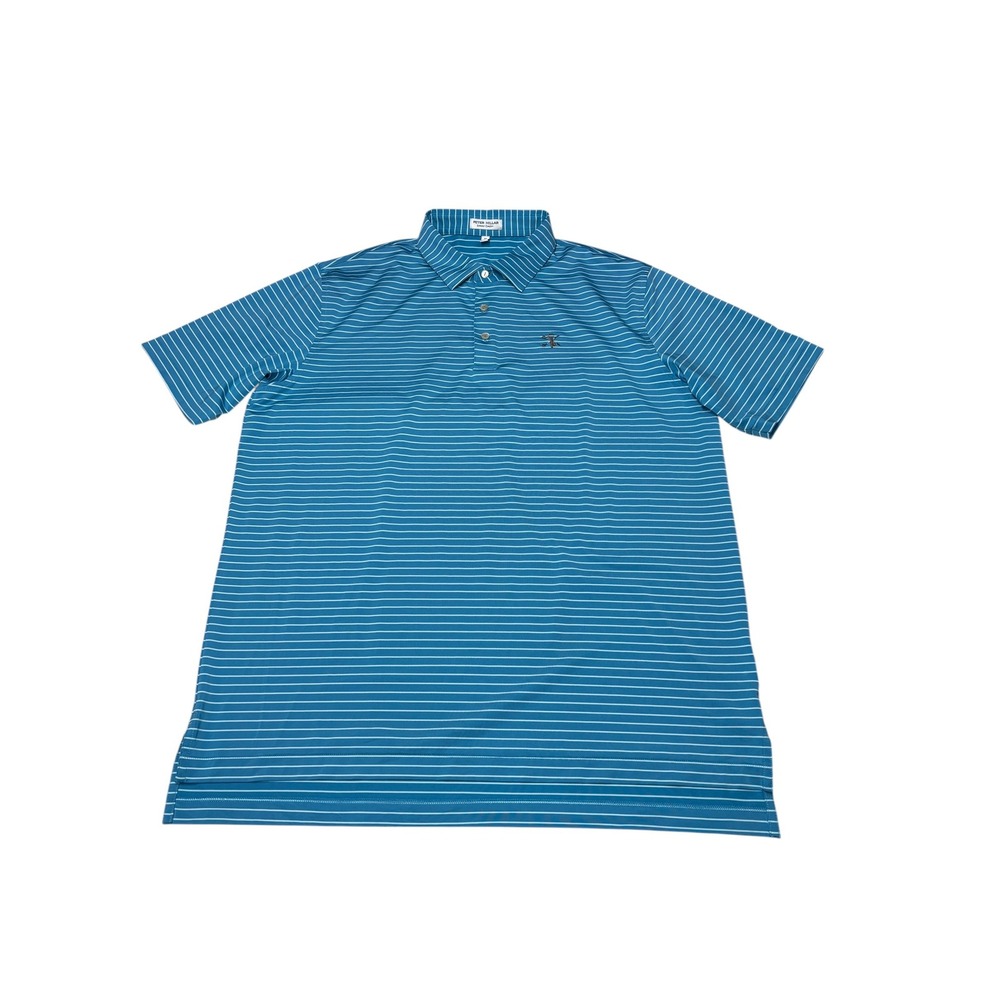 Peter Millar Summer Comfort Mens XL Blue Striped Golf Polo Performance Shirt